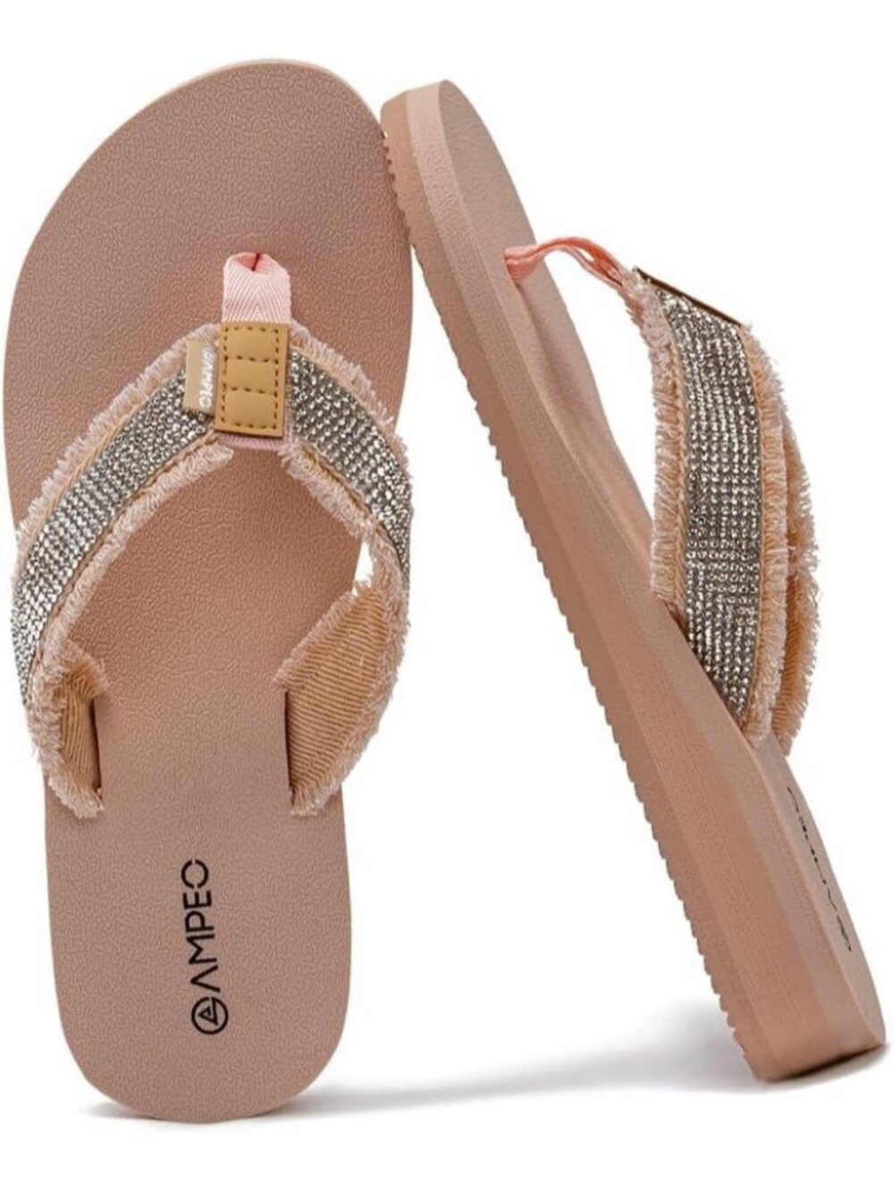 Women's Gemstone Nude Comfortable Flip Flops Summer Casual Beach Thong Sandals